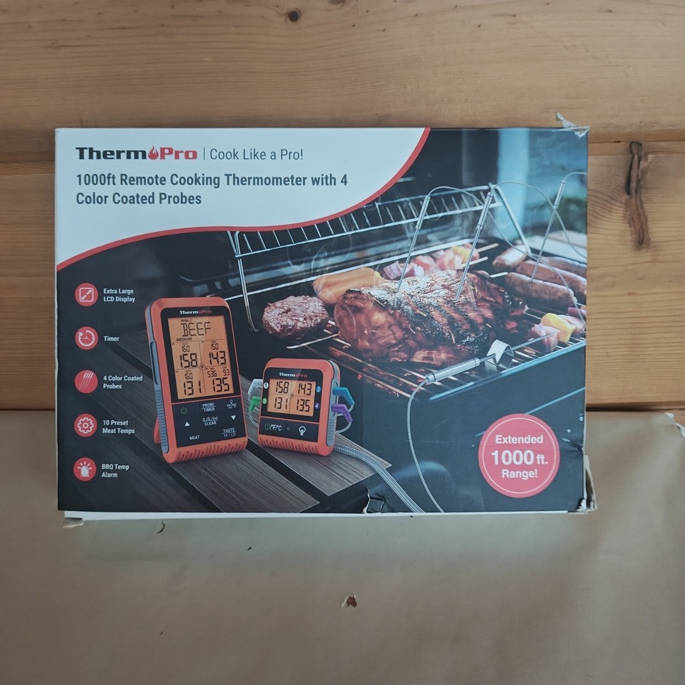 Therm Pro Remote Food Thermometer Model TP829B USED once 1000ft 4 Probes B2